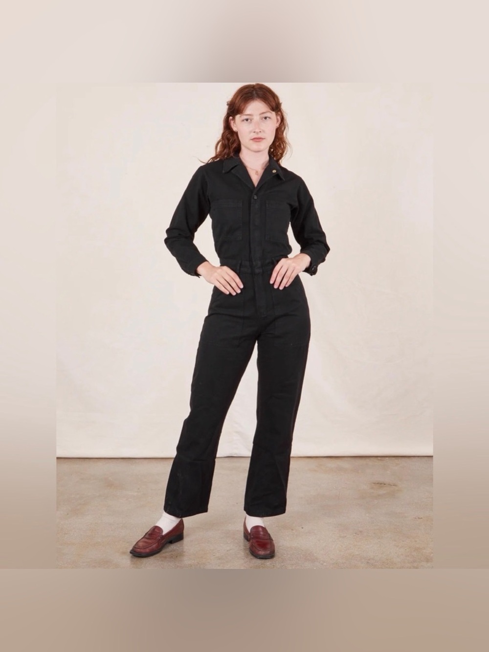 Big Bud Press Everyday Utility Jumpsuit Long Sleeve Straight Leg Black XXS